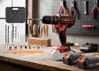 Taladro Atornillador 13mm Percutor 2 baterías 21v + 24 Pcs